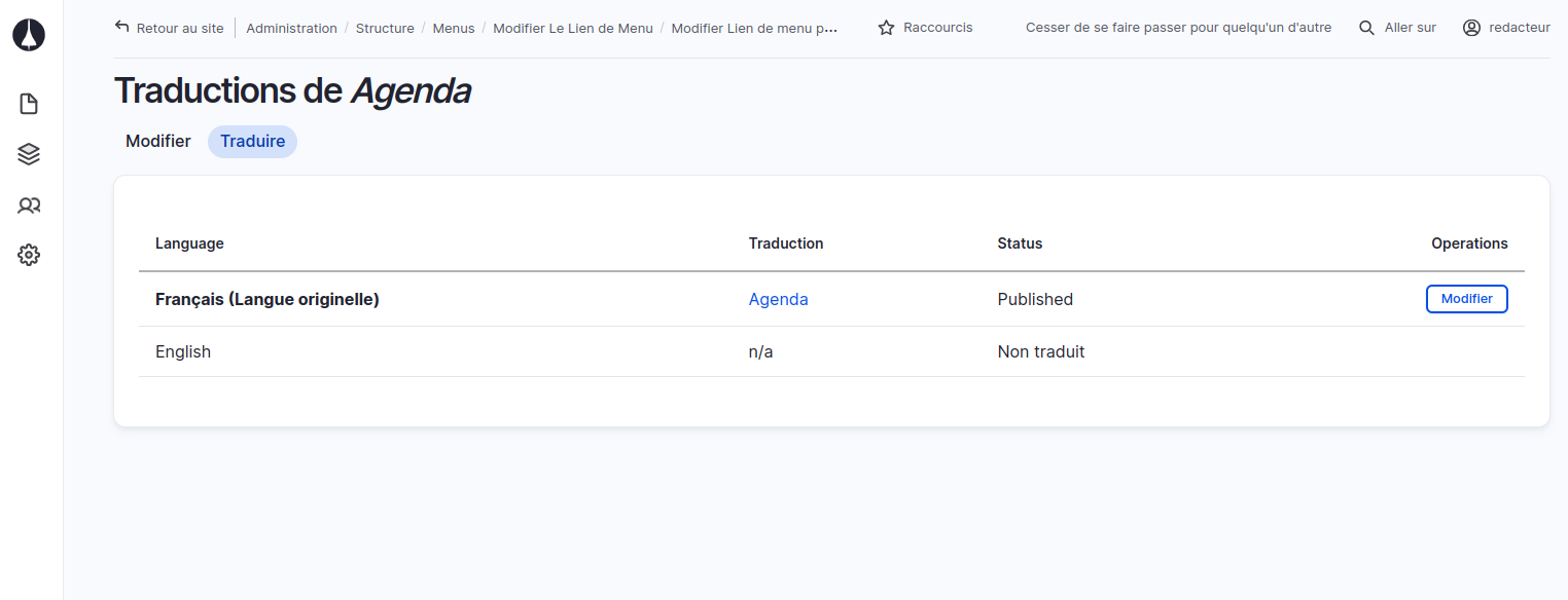 Traduction de menu